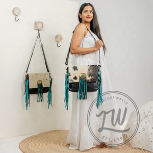 LW 2024 Ladies' Genuine Cow Print Leather <b>Sling</b> <b>Bag</b> Single Strap Bohemian Style Hand <b>Bag</b> for Winter Japan Inspired - Product Image 1