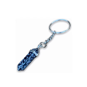 High Quality Crystal Keychain Stone Snowflake Obsidian Crystal Pencil <b>key</b> chain natural Stone bead Healing <b>Key</b> Holder Gift Women - Product Image 3
