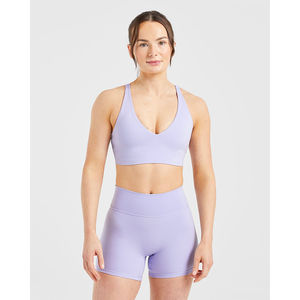 Soutien-gorge de sport en gros, couleur lavande pastel, avec bretelles réglables au dos, décolleté en V, haute performance, nouveau soutien-gorge de sport pour femme - Product Image 3