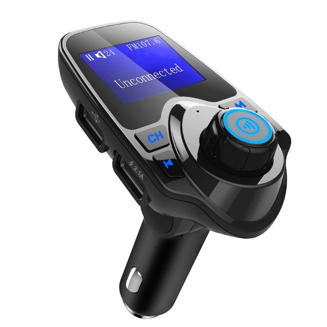 Wireless for Car Kit with FM Transmitter MP3 Player Hand-Free Call USB Charger Featuring AUX Input Black