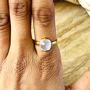 Bague en laiton plaqué or 18 carats avec pierre de lune, style bohème tribal, motif soleil céleste, pour femme, vente en gros/OEM/ODM - Product Image 5