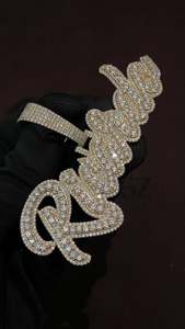 Colgante Personalizado con Nombre en Capas, Chapado en Rodio, con Diamantes VVS1 de 19 Quilates, Plata 925 y Oro de 10K, Fuente Personalizada, Amuleto de Joyería para Hombre - Product Image 6