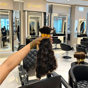 Cheveux humains vierges indiens bruts, qualité supérieure, ondulés naturels, cuticules alignées, en vrac, qualité supérieure, doux, sains, lisses - Product Image 1