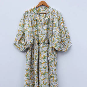 Beautiful floral Cotton Block Printed dress Dress For Casual wear Hand Block Printed Dress - Product Image 5