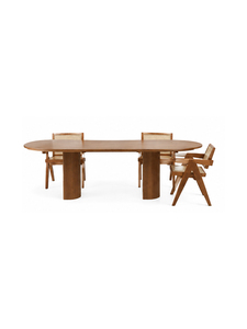 Table à manger ovale en bois de style mid-century modern avec pieds en bois et deux chaises pour la maison, design stable - Product Image 4