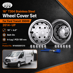 Juego de Tapacubos de Acero Inoxidable T304 de 16 Pulgadas para Ford Transit 350HD 2014 y Posteriores, Simulador de Rueda Atornillable - Product Image 2