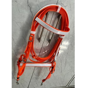 Juego de Brida para Caballo LLT Naranja de PVC, Cómodo, Duradero e Impermeable, con Riendas a Juego, Accesorios Ajustables de Acero Inoxidable, 4 Tamaños - Product Image 2