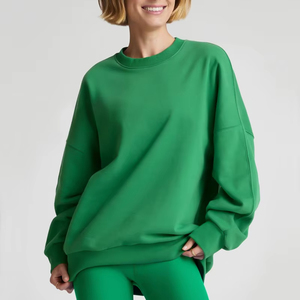 Sudadera Oversize de Cuello Redondo para Mujer, Manga Larga, Estilo Casual Holgado, Forro Polar Suave, Mezcla de Algodón, Cómoda para Invierno y Otoño - Product Image 1