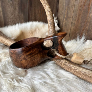 Taza Kuksa Premium, Económica, Hecha a Mano, de Madera, para Café, Té, Aventuras al Aire Libre y Uso Diario, Taza Kuksa Natural - Product Image 1