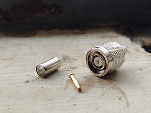 ปลั๊กต่อสายโคแอกเชียล TNC แบบ Crimp ตัวผู้ 50 โอห์ม สำหรับสาย RG58 ชุบเงิน - Product Image 2