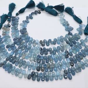Cuentas facetadas de aguamarina verde musgo AAA en forma de pera, 7x10 mm, cuentas de piedras preciosas sueltas de aguamarina natural, hilo de 8 pulgadas para joyería - Product Image 2