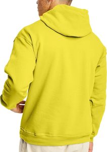 Sudadera con Capucha Amarilla para Hombre, Corte Regular, Felpa, Color Sólido, Diseño con Bolsillos - Product Image 4