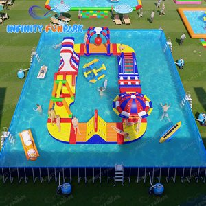 Infinity <span class=keywords><strong>Funpark</strong></span> Maßgefertigter Aufblasbarer Wasserpark mit Großem Schwimmbecken Kommerzieller Wasserrutsche Landwasserpark für Erwachsene - Product Image 4