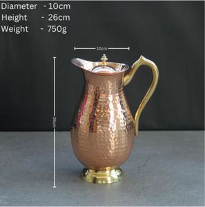 Ensemble de carafes en cuivre pour des moments festifs élégants à la table, service d'eau en métal avec verres, durable, réutilisable, pour la cuisine. - Product Image 3