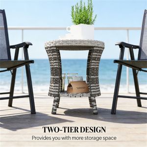 Tavolino da Caffè Grigio Misto per Esterni, Tavolino Laterale per Terrazza e Giardino, Solo Arredamento da Patio - Product Image 2