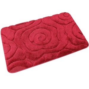 Tapis de bain rectangulaire en microfibre rouge, réversible, lavable en machine, 1 pièce, avec dos antidérapant en caoutchouc, motif spirale gaufré, style moderne - Product Image 6