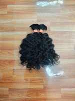 Rambut Manusia India Berkualitas Terbaik, Virgin, Curly, Tekstur Alami, 16 inci, Single Weft, Bebas Kimia, Semua Warna, 100G, Untuk Anyaman Rambut
