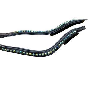 Diadema de Cuero de Alta Calidad con Tres Hileras de Pedrería y Logotipo Personalizado, Duradera y Elegante, para Equipo Ecuestre Occidental, Precio Económico - Product Image 2