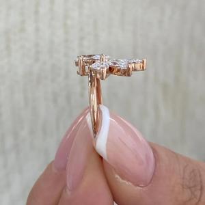 Anillo de Diamantes con Corte Oval y Marquise para Mujer, Oro Rosa de 14K, Diamante Natural, Anillo Floral, Anillo de Compromiso de Lujo - Product Image 3
