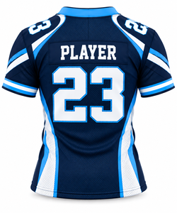Camiseta de Fútbol Personalizada de Fábrica, Azul Marino, Blanco, Secado Rápido, Cuello en V, Sublimada Profesional, Ropa para el Día del Partido, OEM - Product Image 2