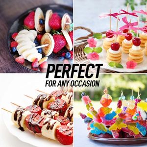 Lot de 100 brochettes en bambou naturel de 6 pouces, 4 mm, durables, pour barbecue, fontaine à chocolat, brochettes de fruits et créations culinaires - Product Image 5