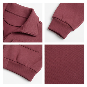 Sweat à capuche oversize en polaire premium pour femme avec fermeture éclair, broderie personnalisée, respirant, 100% coton/polyester pour l'hiver - Product Image 5