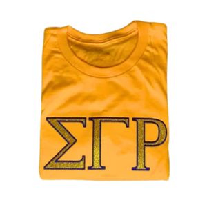 Camiseta de Mujer con Bordado de Purpurina Sigma Gamma Rho, Camiseta con Gráfico de Letras Griegas Brillantes, Manga Corta, Personalizada para Hermandades - Product Image 2