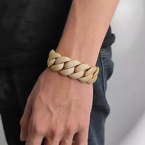 Bracelet Vintel en argent 925 avec moissanite, style hip-hop, maillons cubains, plaqué or rose, micro-incrustations, chaîne unisexe pour mariage, fête, cadeau - Product Image 6