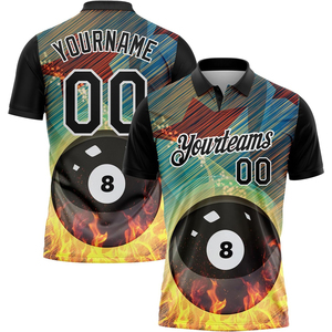 Polo de sport personnalisé vert 8 Ball pour hommes, manches courtes, impression numérique, séchage rapide, respirant, maillot d'équipe - Product Image 6