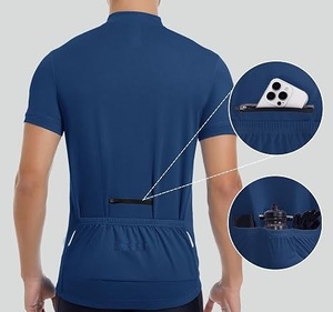 Ropa Deportiva al por Mayor, Jersey de Ciclismo Ajustado y Elástico, Color Azul, con Cierre, para Hombre - Product Image 2