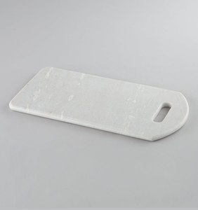 Planche à découper rectangulaire en marbre blanc naturel, style minimaliste, avec poignée, au meilleur prix - Product Image 1