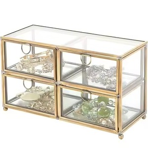 Premium Metal & Glass Jewelry <b>Box</b> Decorative <b>Trinket</b> Organizer for Rings Earrings Necklace Bracelet Vanity Dresser Display - Product Image 6