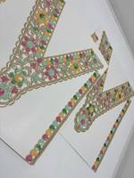Patchs brodés en fil d'or pour le cou avec appliques florales à paillettes multicolores pour Kurti, Saree, robe et vêtements ethniques