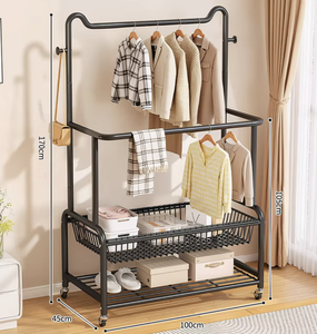Porte-vêtements métallique mobile multi-niveaux de haute qualité avec roulettes pour le rangement et la présentation de manteaux, chapeaux et vêtements – OEM/ODM Vietnam - Product Image 3