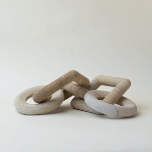 Decorative Natural <b>Wooden</b> Round and Square Links Chain Decor Indian <b>Wooden</b> <b>Sculpture</b> United States by India Handmade - Product Image 1