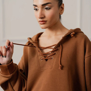 Manteau en coton à capuche pour femme, coupe régulière, couleur unie, coupe oversize, coupe-vent, manches longues, pour l'automne, avec poches, sans doublure, anti-boulochage - Product Image 4
