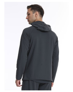Veste polaire à capuche pour homme, couleur unie, fermeture éclair, coupe classique, style sportif, noir, vêtements d'automne - Product Image 3