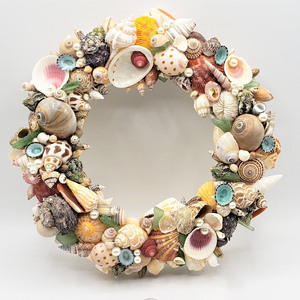Seashell wreath <b>front</b> <b>door</b> <b>decoration</b> cheap price natural sea shell wreaths for wall accents - Product Image 4