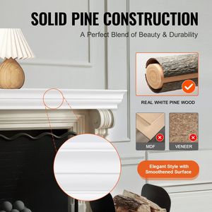 Mensola per Caminetto in Legno Naturale 183 x 20 x 13 cm, Montaggio a Parete, Stile Rustico, Capacità di Carico 22 kg, Scaffali Espositivi - Product Image 4