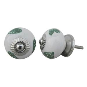 Tiradores de Cerámica Hechos a Mano al por Mayor, Pomos Redondos Verdes y Blancos con Forma de Corazón para Cajones, Tiradores para Puertas y Cómodas, Lote a Granel - Product Image 1