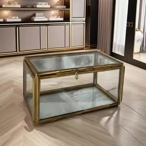 Boîte à bijoux élégante en métal et verre pour la décoration de la maison, rangement pour bagues, boucles d'oreilles, colliers, bracelets, décoration de coiffeuse - Product Image 5