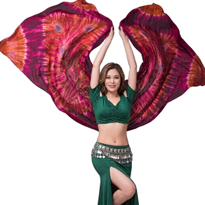 Voile de danse orientale en soie pour spectacle, foulards de danse en soie légers pour femmes, couleurs et motifs personnalisés - Product Image 3