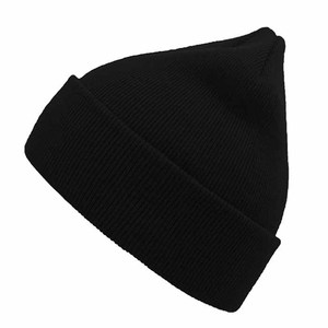 Gorro Unisex Negro Sólido, 100% Acrílico, Impresión por Transferencia de Calor, Tejido por Computadora, Gorro de Invierno de Estilo Casual para Adultos, 58-60CM - Product Image 1