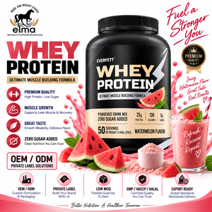Concentrado de Proteína de Suero de Leche Elma Food 1KG Sin Azúcar Añadido 50 Porciones Fórmula de Crecimiento Muscular con BCAA Proteína en Polvo Sin GMO - Product Image 1