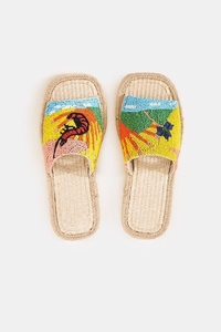 Sandales plates d'été de luxe faites à la main pour femmes, motif pastèque, bout ouvert, confortables et douces pour les pieds - Product Image 4