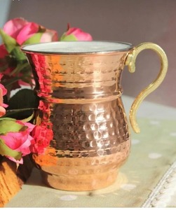Mug en cuivre pur avec couvercle, finition martelée, tasse à boire en cuivre, mug à eau ayurvédique, verre Tambra traditionnel pour la maison - Product Image 6