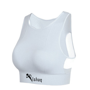 Women's Seamless <b>Racerback</b> Sports <b>Bra</b> Scoop Neck Cut-Out Design Medium Support Yoga Wear White Solid Color - Product Image 1