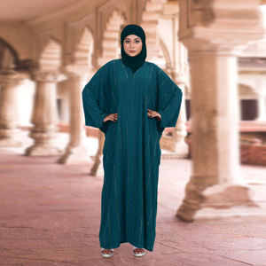 Abaya en tissu Nida avec détails en cristaux Swarovski, style kaftan ample, manches longues, robe modeste pour femmes musulmanes, tenue de cérémonie pour l'Aïd - Product Image 2