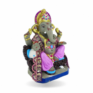 Sculpture artisanale en argile de Ganesh pour la décoration traditionnelle des temples domestiques, exposition de festival, artisanat indien et décoration en gros - Product Image 3