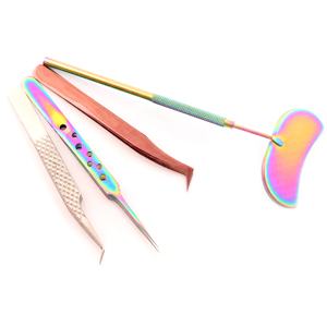 Pinzas Profesionales para Pestañas de Acero Inoxidable con Diseño de Orificio y Espejo en Forma de Manzana para Pestañas Individuales, Clásicas y de Volumen - Product Image 3